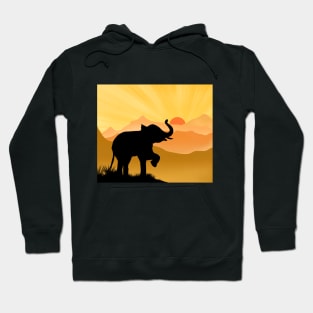 Classic elephant on top of mountain sunrise time Hoodie